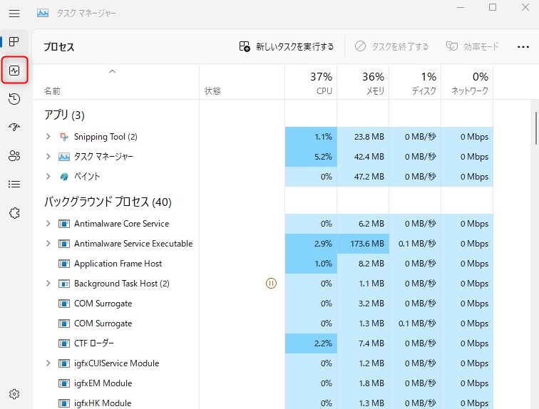 CPU使用率の確認方法